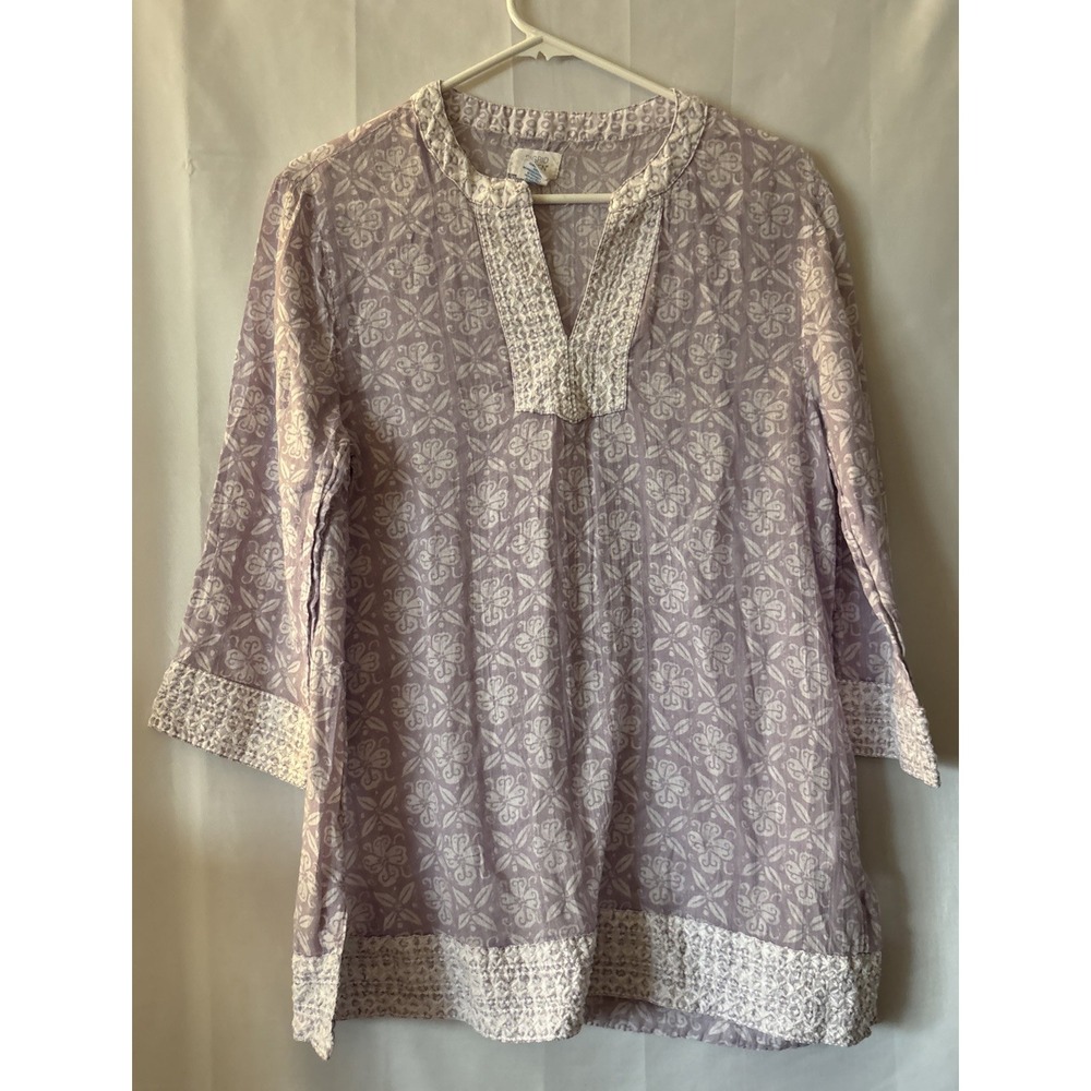 Sigrid Olsen Womens Tunic Shirt Size Medium Hippie Fall Festival Peasant Boho